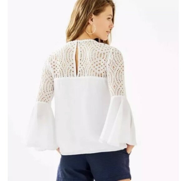 Lilly Pulitzer Amenna Flounce Sleeve Top in White 2 - Picture 2 of 16